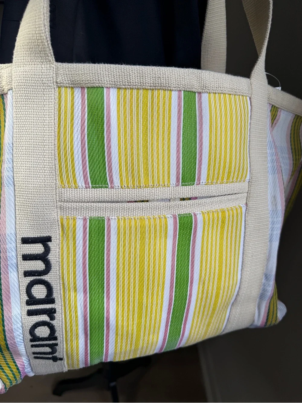 Isabel Marant Darwen Striped Large Tote Bag Multicolor Embroidered Logo